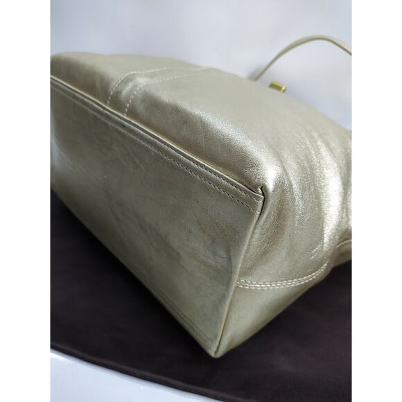 Coach Lily Legacy Metallic Gold Leather Ltd Ed TurnLock Tote Shoulder Bag - $580 - Picture 9 of 14